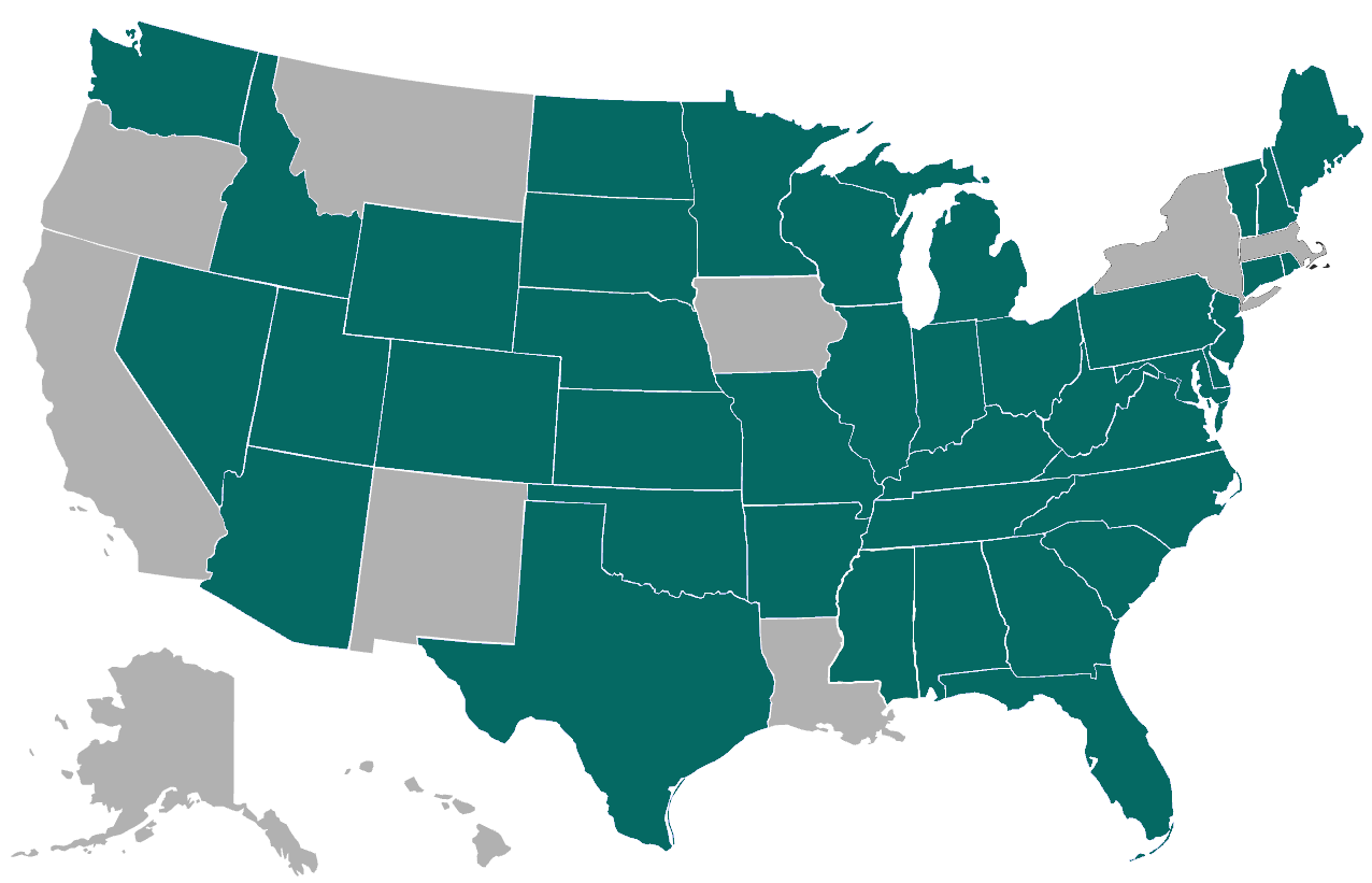 Map of states where we work
